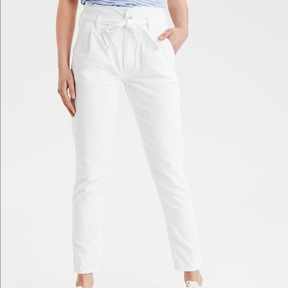 white paperbag jeans